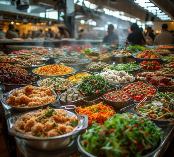 宽敞饭堂里的美食诱惑，心动描述大集合